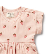 Strawberry Kisses Organic Dress Crinkle Cotton