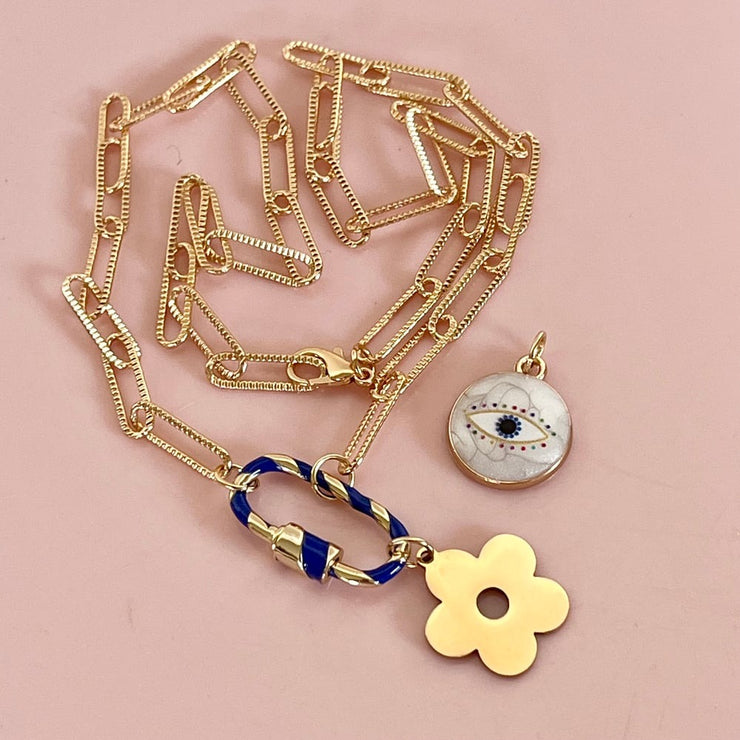 Striped Carabiner Flower Necklace