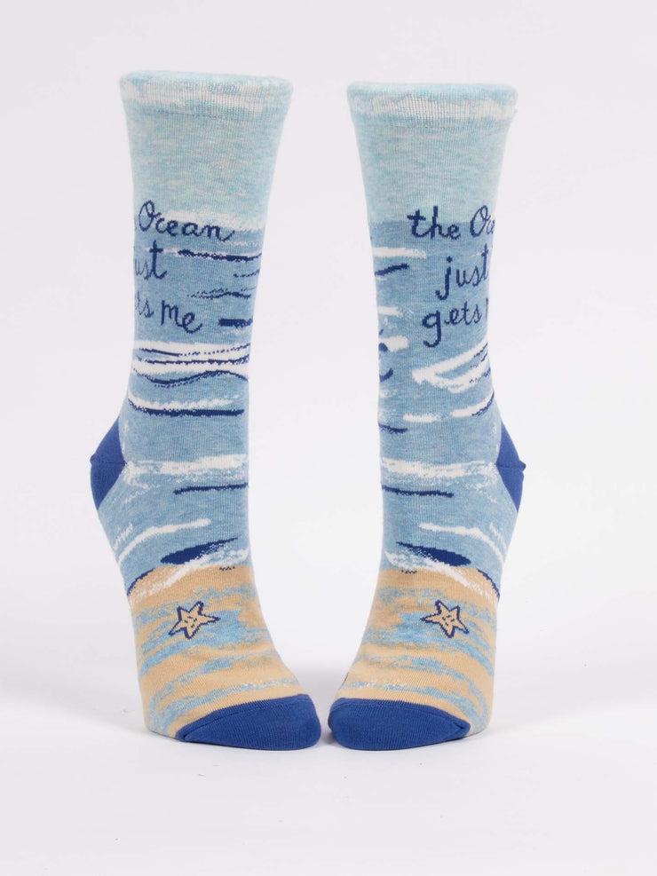 Womens Crew Socks - The Ocean Just Gets Me