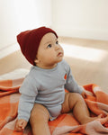 Knit Bodysuit - Sky Blue w Apple