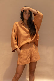 Hana Linen Shirt - Tangerine