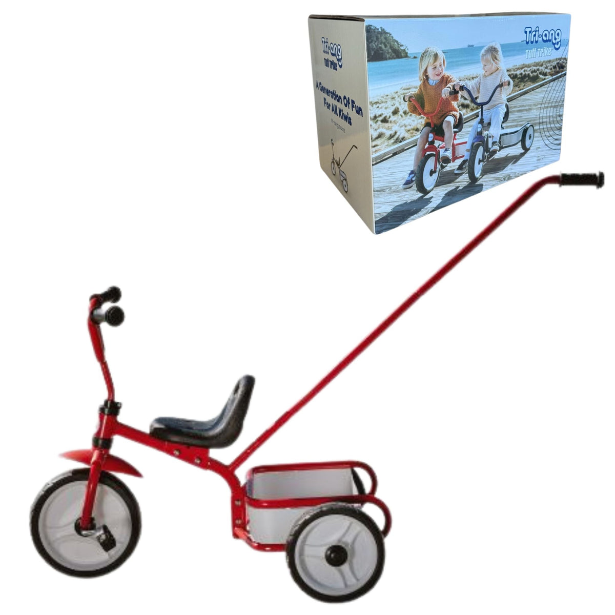 Tri-Ang Tuff Trike w Push Bar - Red