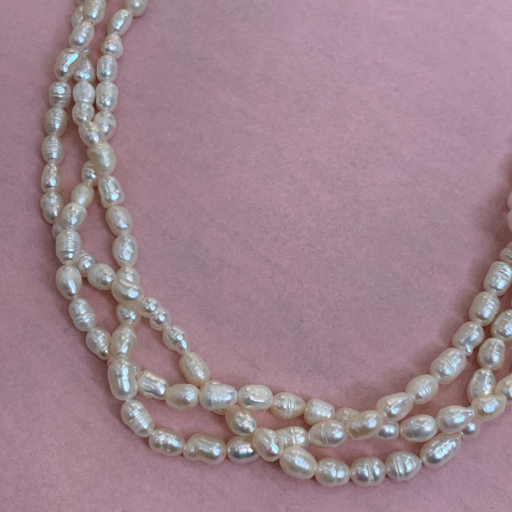 Triple Pearl Strand Necklace