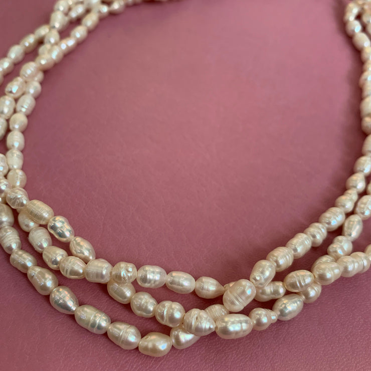 Triple Pearl Strand Necklace