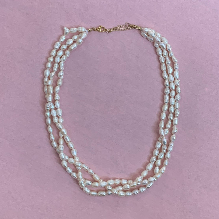 Triple Pearl Strand Necklace