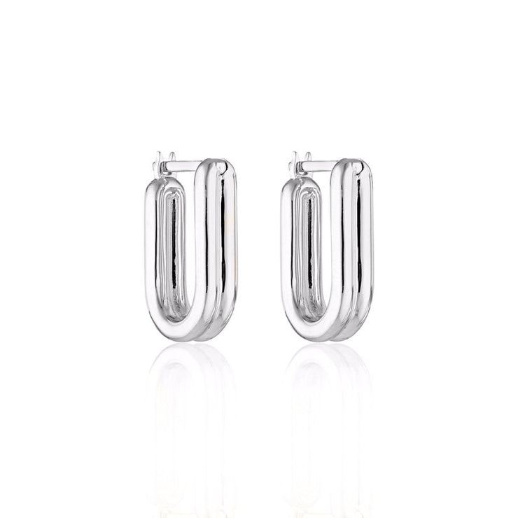 Twofold Hoop Earrings - Sterling Silver