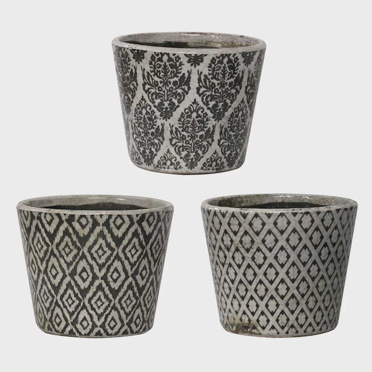 Black & White Vintage Patterned Planters