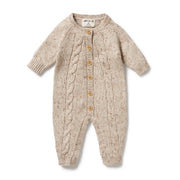 Knitted Cable Growsuit - Almond Fleck