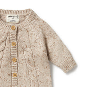 Knitted Cable Growsuit - Almond Fleck
