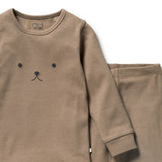 Organic Rib Long Sleeve Pyjamas - Walnut