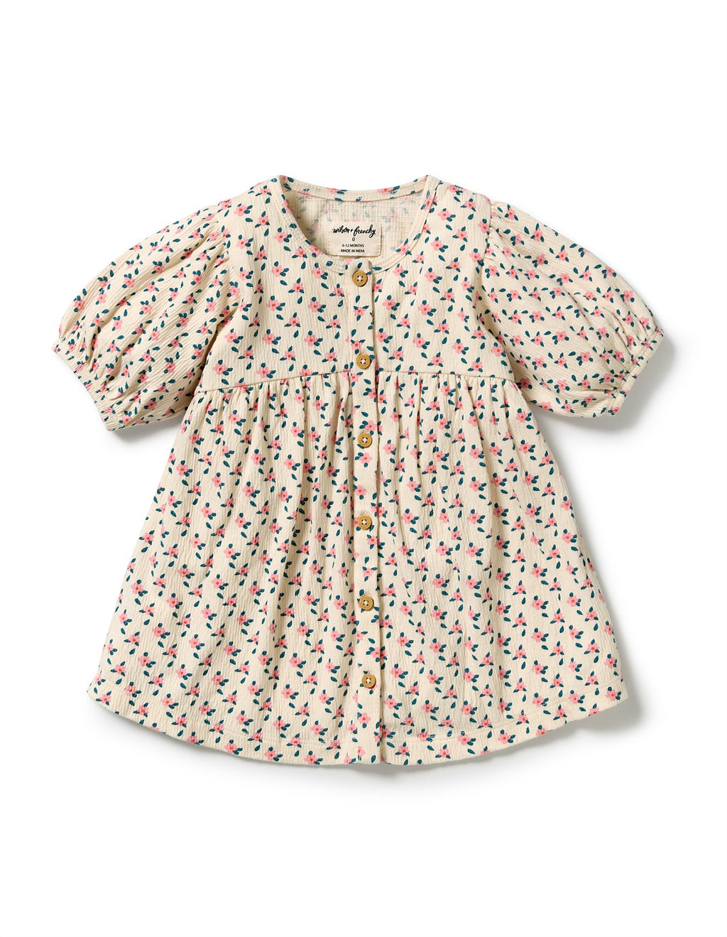 Little Blossom Organic Crinkle Button Dress