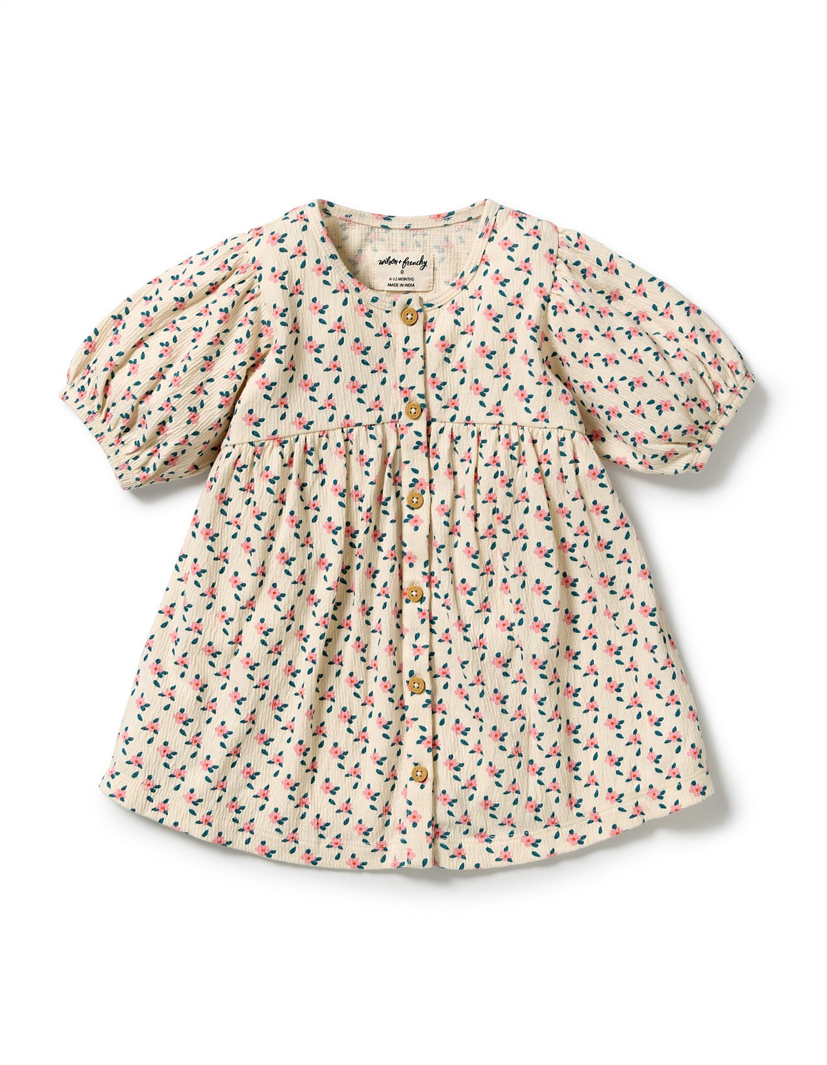 Little Blossom Organic Crinkle Button Dress