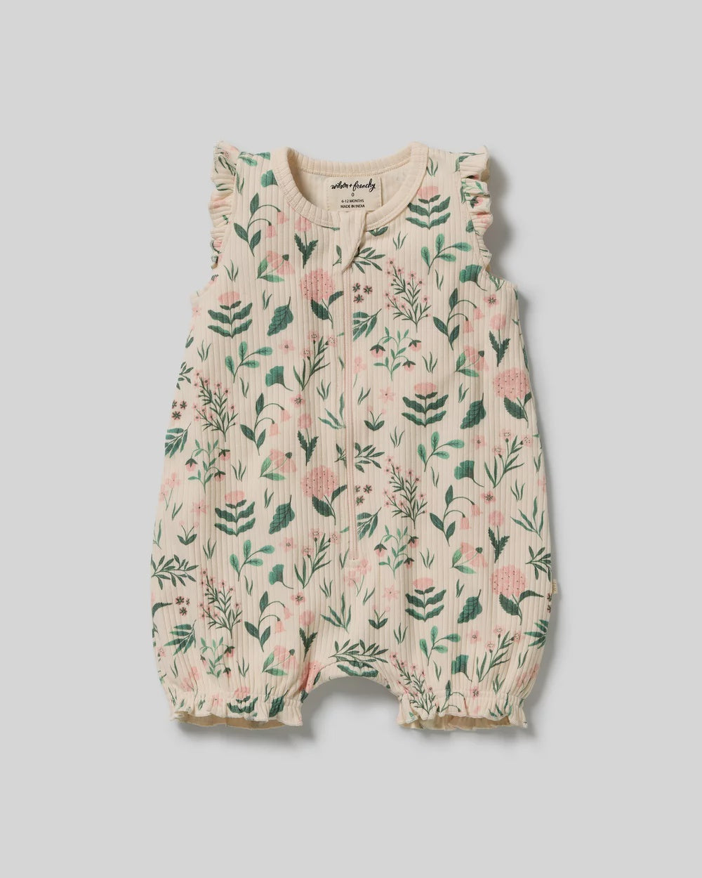 Sweet Bloom Organic Ruffle Zipsuit