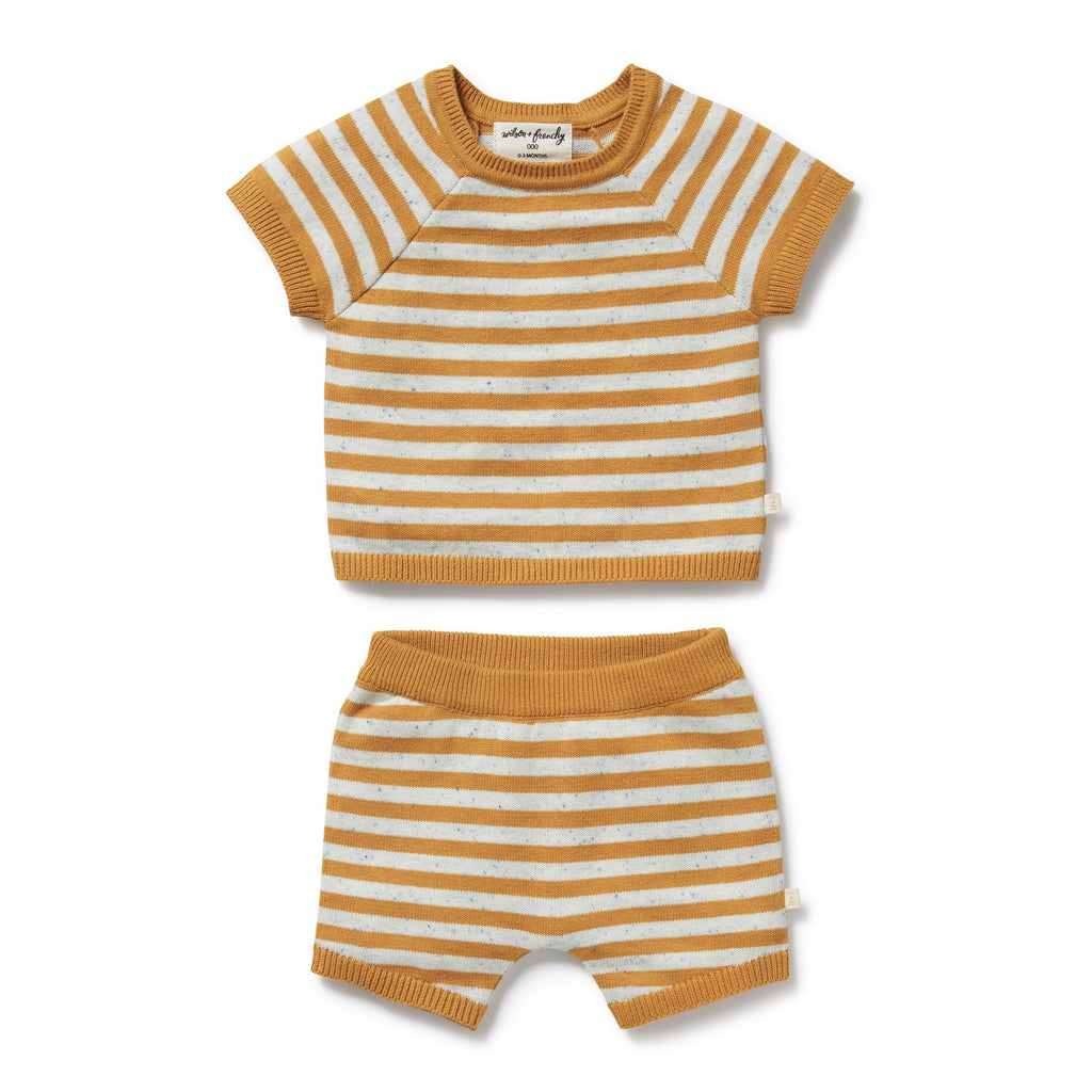 Golden Wave Stripe Organic Knitted Set