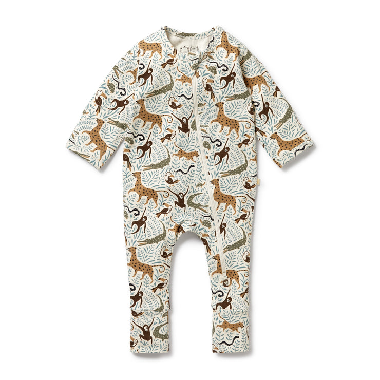Mini Jungle Organic Zipsuit w Feet