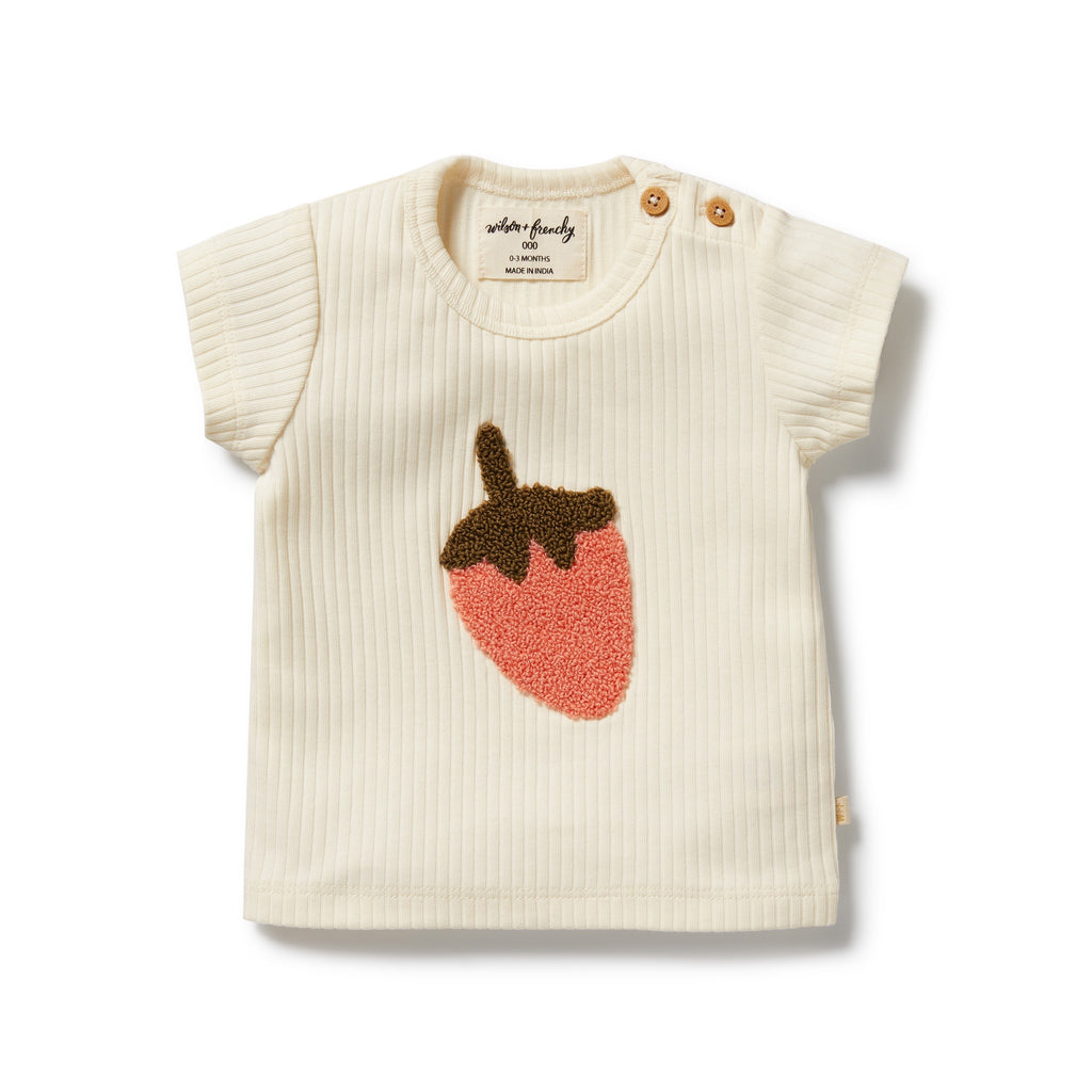 Strawberry Kisses Embroidered Organic Tee