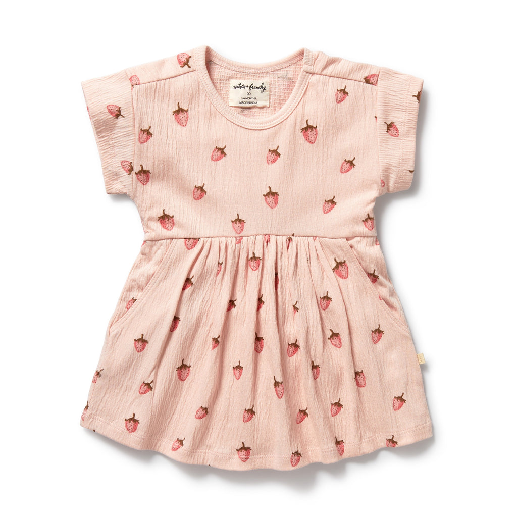 Strawberry Kisses Organic Dress Crinkle Cotton Was $65 Now