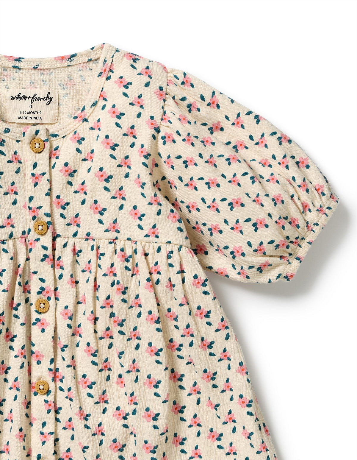 Little Blossom Organic Crinkle Button Dress