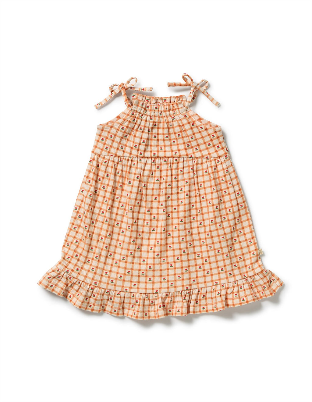 Checkerberry Organic Crinkle Ruffle Dress