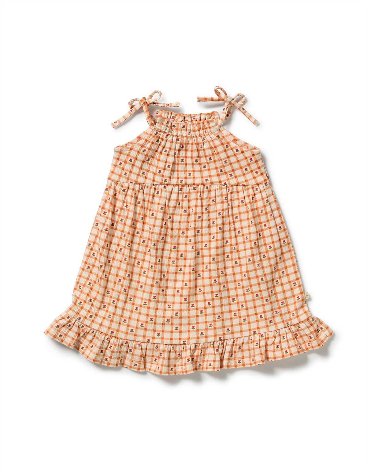 Checkerberry Organic Crinkle Ruffle Dress