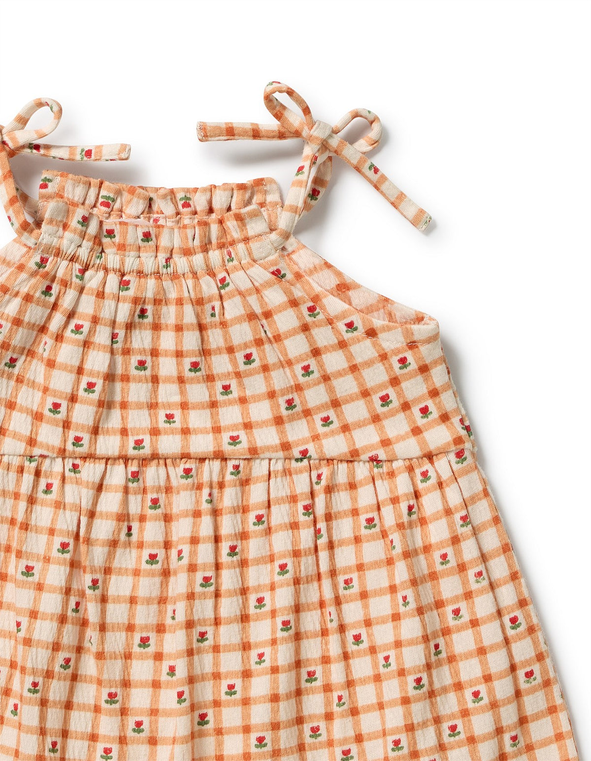 Checkerberry Organic Crinkle Ruffle Dress