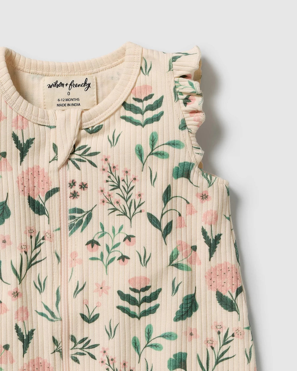 Sweet Bloom Organic Ruffle Zipsuit