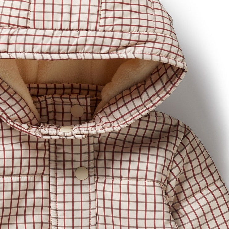 Check Puffer Jacket - Amber Check
