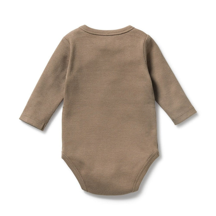 Rib Long Sleeve Bodysuit - Walnut