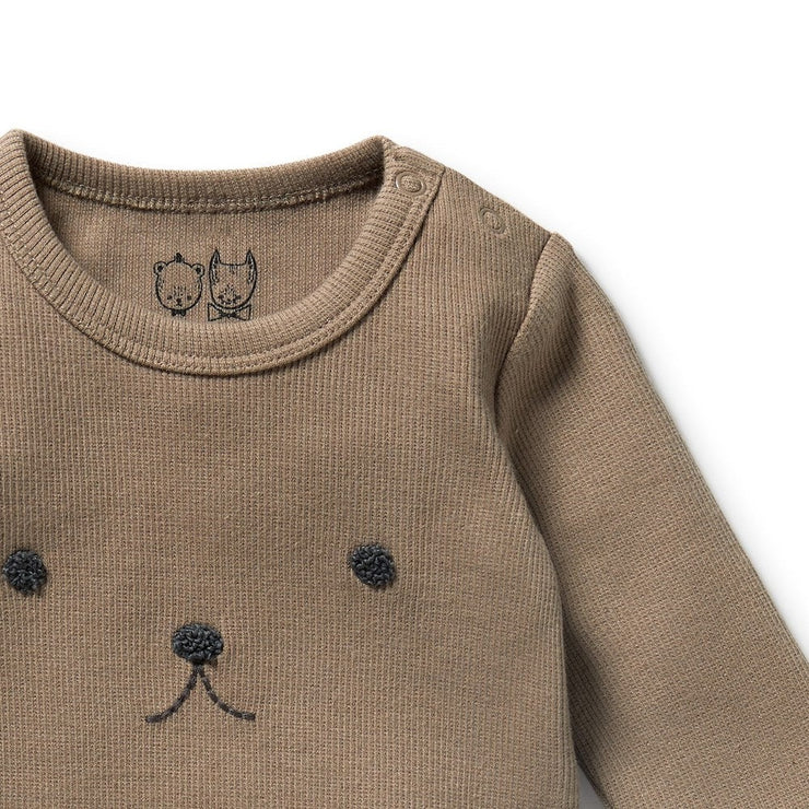 Rib Long Sleeve Bodysuit - Walnut