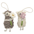 Due October Xmas 26 Felt Decoration - Sheep w Flower White