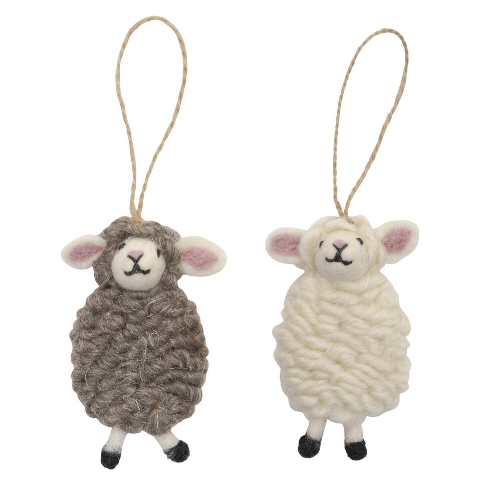 Due October Xmas 26 Christmas Decorations: Sheep w Hessian Hanger NaturalNatural