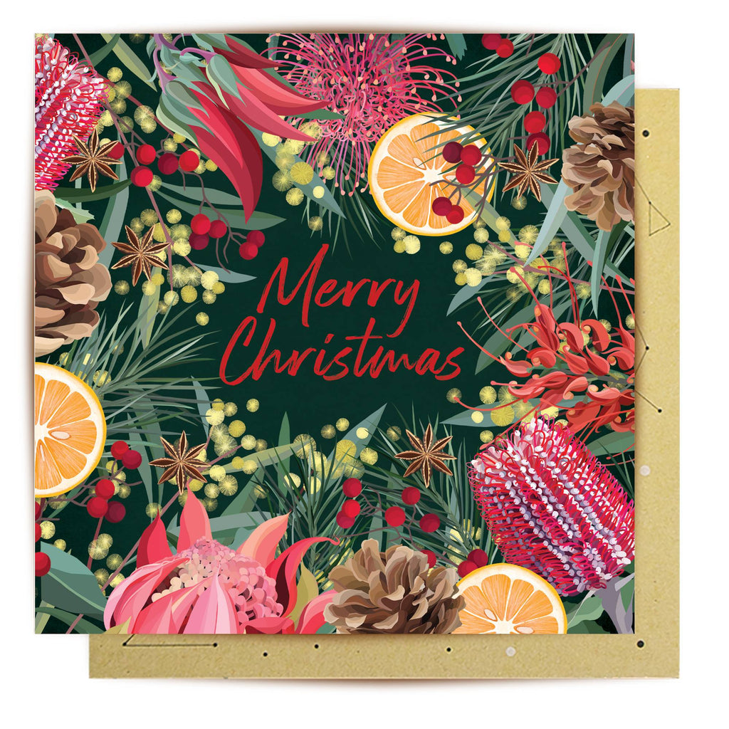 Festive Florals Christmas Card