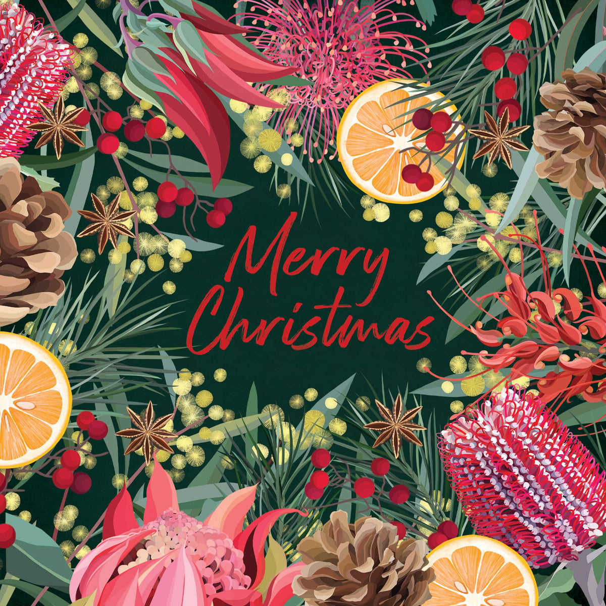 Festive Florals Christmas Card