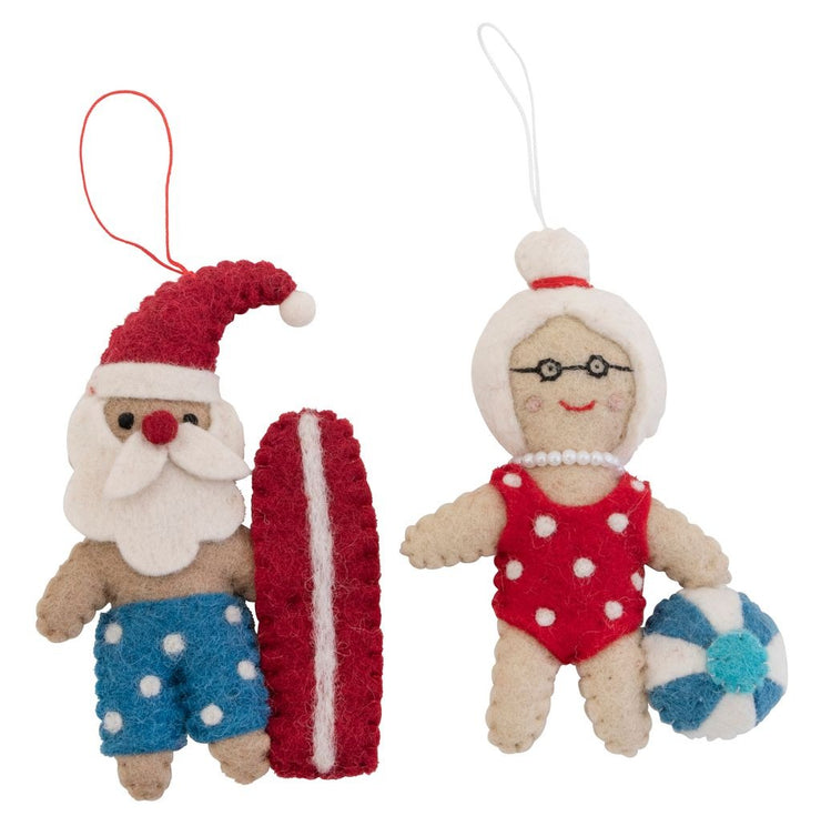 Xmas 25 Decoration: Surfing Santa W Blue Shorts