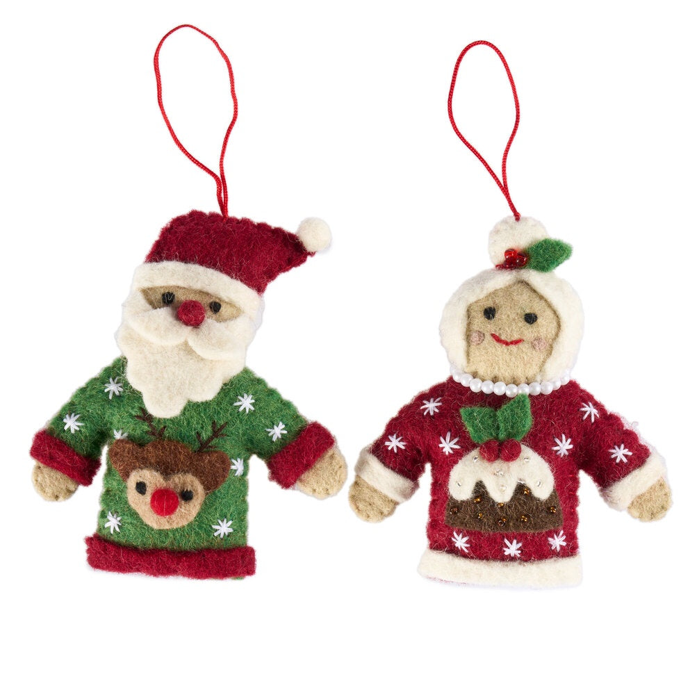 Due October Xmas 26 Felt Decorations - Mr & Mrs Claus