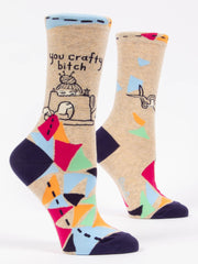 Womens Crew Socks - You Crafty Bitch