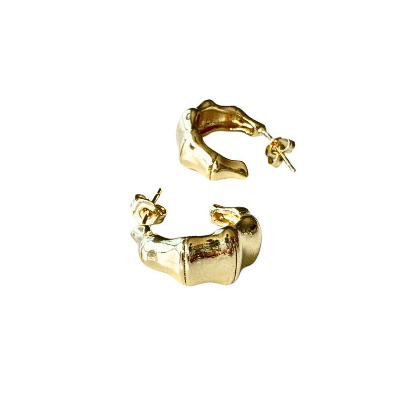 Bamboo Hoop Earrings - Gold