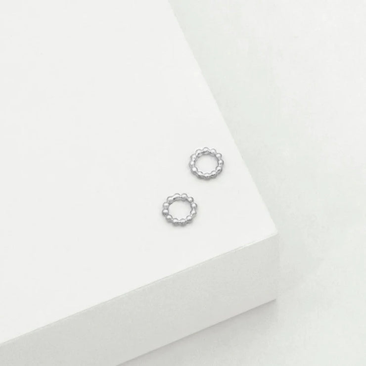 Sterling Silver Beaded Circle Stud Earrings