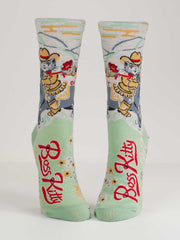 Womens Crew Socks - Bossy Kitty