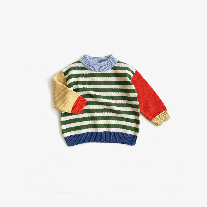 Organic Knit Jumper - Clover Stripe