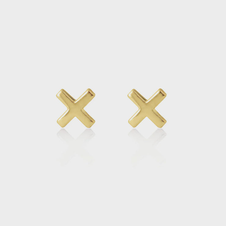 Gold Cross Stud Earrings