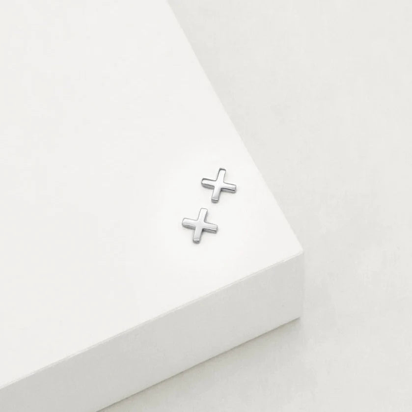 Sterling Silver Cross Stud Earrings