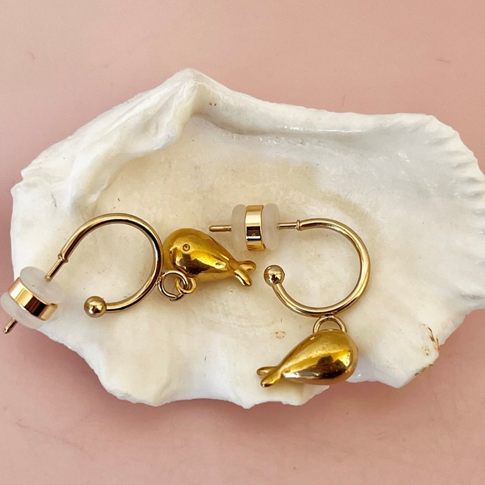 Gold Fish Half Hoop Earrings