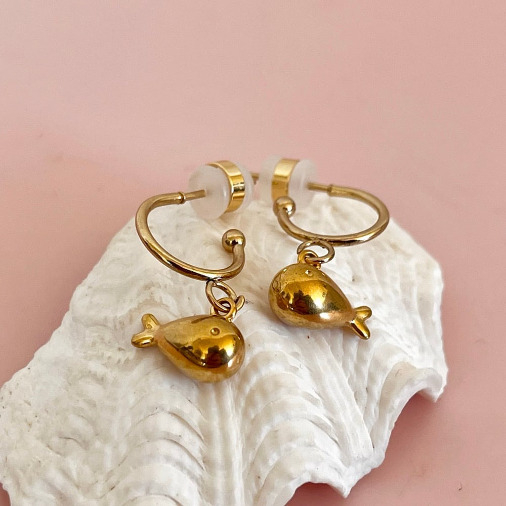Gold Fish Half Hoop Earrings