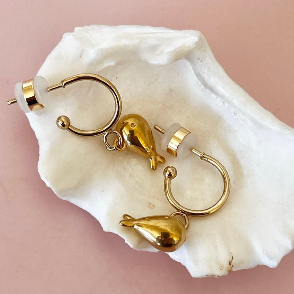 Gold Fish Half Hoop Earrings
