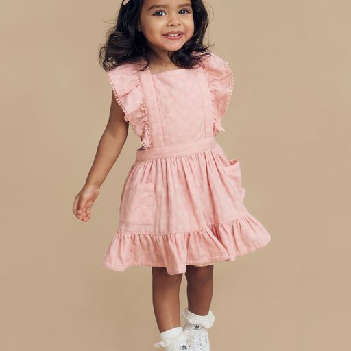 Daisy Reversible Bib Dress - Dusty Rose + Sunkiss Was $85 Now