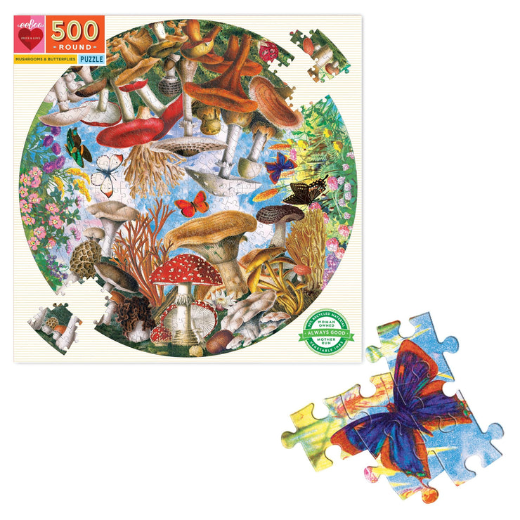 500 Piece Puzzle - Mushrooms & Butterflies