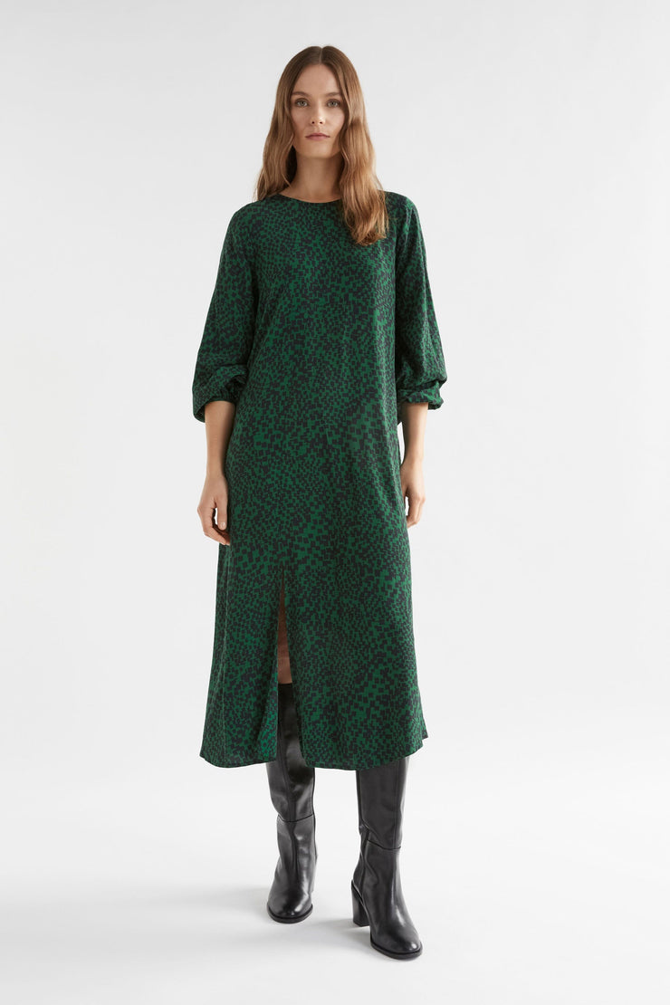 Elk Dega Dress - Green Sinda Print