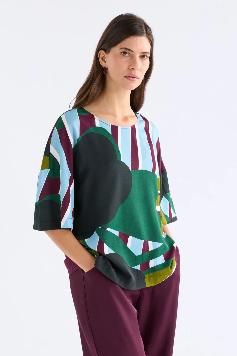Elk Kobaii Top - Stribe Print