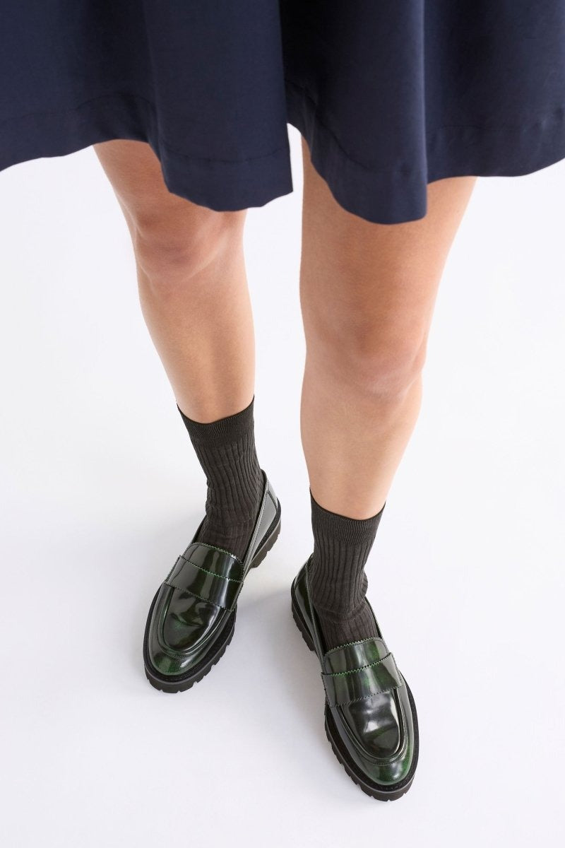 Elk Tirstta Platform Loafer - Dark Green